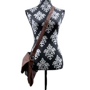 Women's Brown Vegan Leather Crossbody Purse by Kohl's - Size Large - EUC